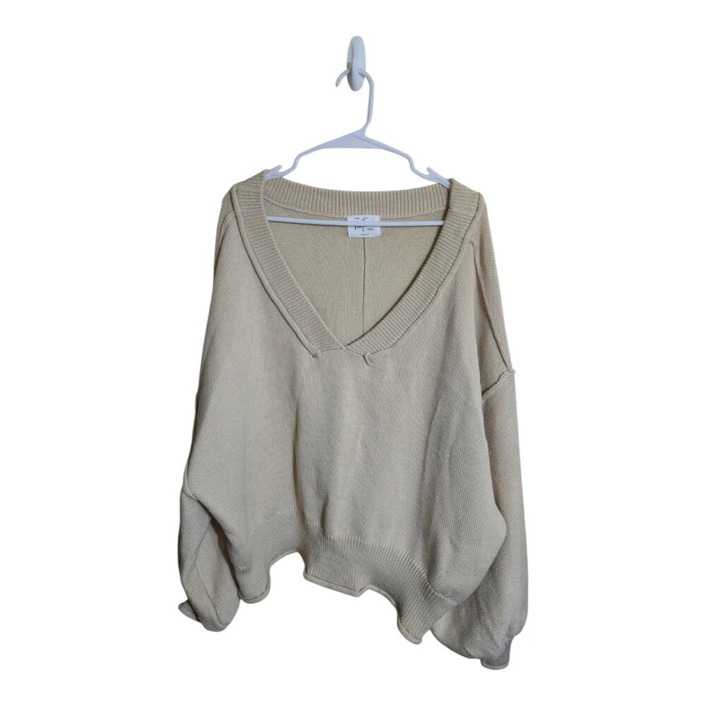The Native One Sweater Women L Beige Oversized Cable Knit Minimalist Preppy